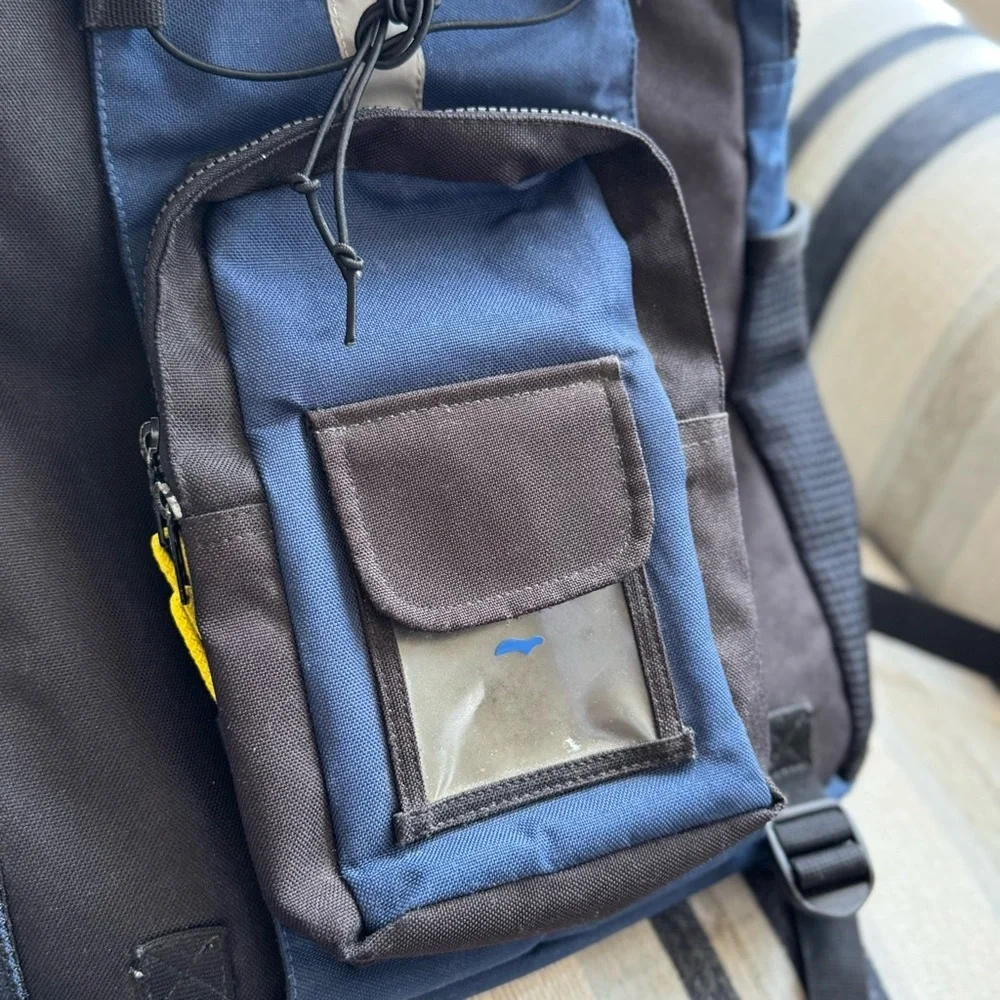 Yak Pak Blue and Black Backpack with Yellow Details